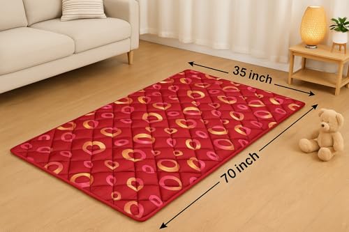 Image of Livshine 70 x 35 Inch Foam Floor Mattress - 1-Inch Thick Quilted Mat for Kids Play, Travel, Camping & Guest Use | Lightweight & Easy to Store
