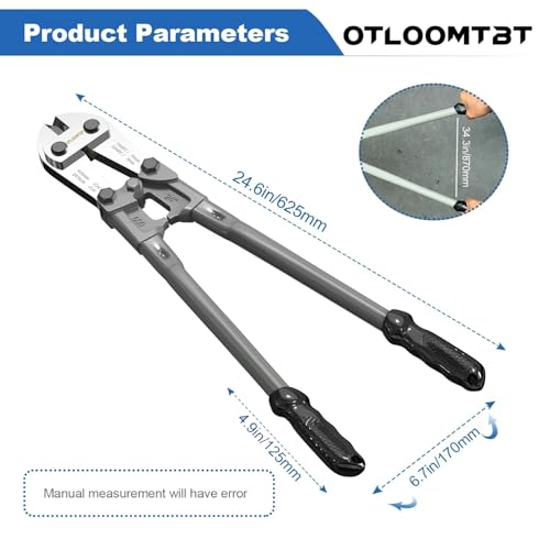 OTLOOMTBT Industrial Grade 24 Inch Bolt Cutter, Medium Size CR-V Steel Heavy Duty Bolt Cutters Wire Cutters, With Ergonomic Soft Grip Metal Cutter for Cutting Fence Chain Screws Rivet Medium Padlock - Thumbnail 3