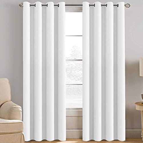 H.VERSAILTEX White Curtain 84 inches Long for Living Room Thermal Insulated Christmas Curtains Window Treatment Panel Bedroom Curtain for Door Thermal Curtains for Winter - One Panel - Grommet, White by H.VERSAILTEX - Used condition - US$13.99