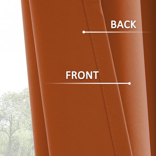 Image of HUTO Short Kitchen Blackout Curtains Drapes - Thermal Insulated Antique Copper Grommet Black Out Drapery Panels for Basement Bathroom Small Windows, Set of 2, 42 Inch by 45 Inch, Rust
