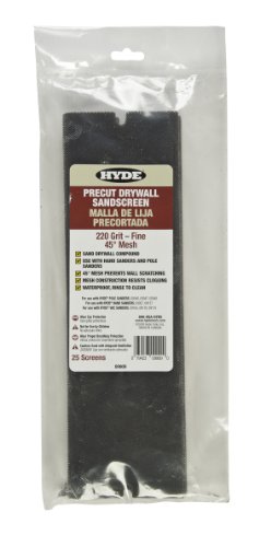 HYDE 09909 Drywall Sandscreen, 45° Mesh, 220 Grit-Fine, 25 Pack