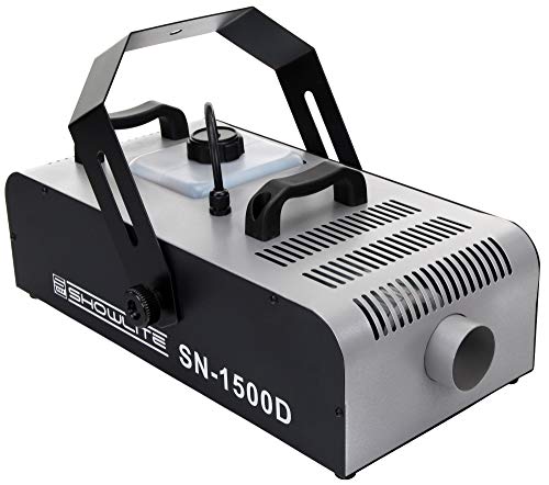 Showlite SN-1500D DMX Nebelmaschine mit Timer und Fernbedienung (1500W, 560m³ Nebelausstoß/min, 12 Min. Aufwärmzeit) silber