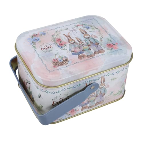 TOPPERFUN Caja caja de dulces de pascua lata de galletas tarro de galletas transparente lata de té titular de la galleta contenedores de Pascua Latas de galletas latas de té hojalata Azul