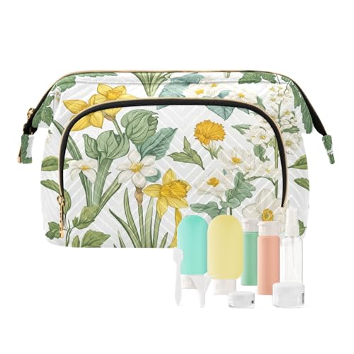 Beauty case con fiori estivi farfalle per cosmetici grandi borse cosmetiche borsa per cambio 10 1 size argento rosa