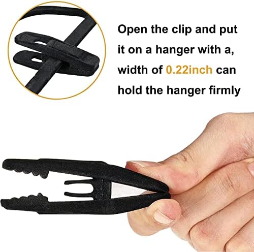 SZHTSWU 20 Pack Velvet Hanger Clips Clothes Pegs Non-Slip Strong Finger Flocked Clips for Thin Velvet Hangers Suit Pants Trousers Skirt (Black)