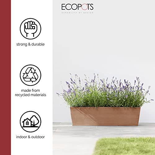 Ecopots Modern Recycled Plastic Bruges Flower Pot Planter, Terracotta Color, 31.5" #TOP1