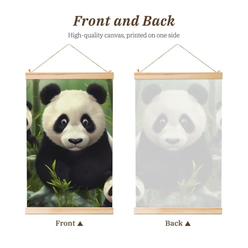 Toile panda avec cadre en bois structure rigide et prête à poser