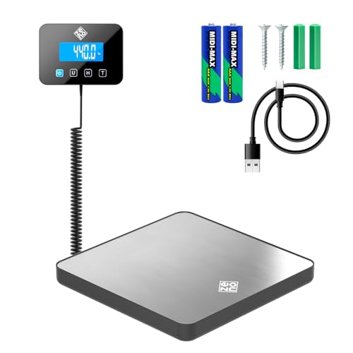 Shipping Scale for Small Business - 440 lbs/0.35oz - High Accurate Digital Postal Scale with Hold/Tare Function - Perfect for Packages, Luggage, Home Use - Battery & Cable Included - Silver