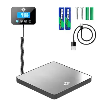 Shipping Scale for Small Business - 440 lbs/0.35oz - High Accurate Digital Postal Scale with Hold/Tare Function - Perfect for Packages, Luggage, Home Use - Battery & Cable Included - Silver