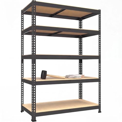 Image of PrimeZone Heavy Duty Storage Shelves - 5 Tier 35.5 inch W x 15.75 inch D x 71 inch H Adjustable Garage Storage Shelving, Metal Storage Utility Rack Shelf Unit for Warehouse Pantry Closet Kitchen, Black