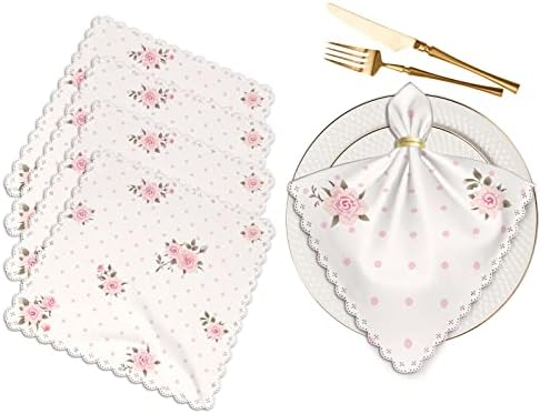 Amazon.com: xigua Pink Floral Cloth Napkins Set of 6 Pack 20 Inches ...