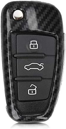 kwmobile Car Key Cover Compatible with Audi 3 Button Flip Key - Hard Case - Carbon Black