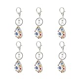 Qalvona Llavero Ojo Azul, Juego de 6 Piezas, Metal Duradero con Cristales, Diseño Estilizado, Cierre de Langosta - Accesorio Versátil, Ligero y Resistente, Ideal para Llaves, Bolsos y