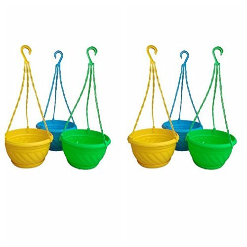Dhavesai 6 Inch Hanging Pot Multicolour (Set Of 6)