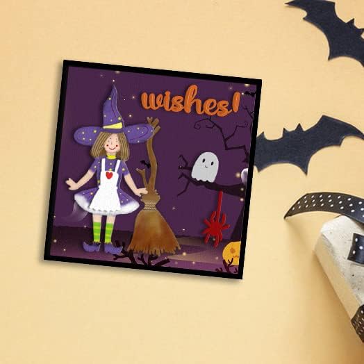 Miniatura 5 de Threetols Troqueles de corte de metal para niñas, espantapájaros de bruja, plantillas troqueladas de falda, palabras de otoño, troqueles de metal