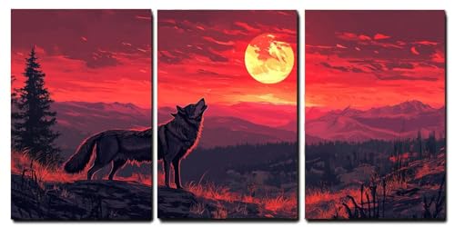Impression Giclée loup sur toile haute définition avec châssis en bois