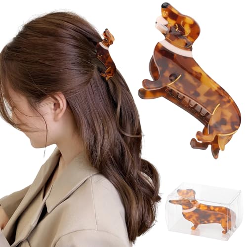 Hapdoo Dachshund Gifts for Women, Acetate Animal Dachshund Dog Hair Clips for Puppy Lovers Gifts, Cute Pet Hair Accessories Stocking Stuffers for Christmas Birthday Thanksgiving Halloween
