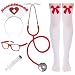 Asekonc Halloween Nurse Costume Accessory, 3Pcs Nurse Headband Costume Set Halloween Role Play Party Fancy Dress (Headband Syringe Stockings and Stethoscope)