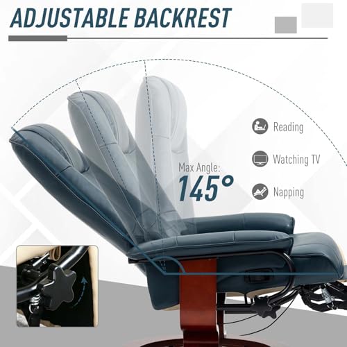 Sillón manual plegable de cuero sintético azul miniatura 5