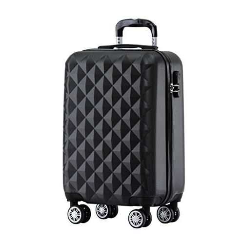 BEIBYE Zwillingsrollen 2066 Hartschale Trolley Koffer Reisekoffer Gepäck M-L-XL-Set (Schwarz, M)