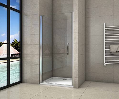 AICA porte de douche pivotante 90x180cm en 6mm verre anticalcaire porte de douche Hauteur 180cm Installation en niche