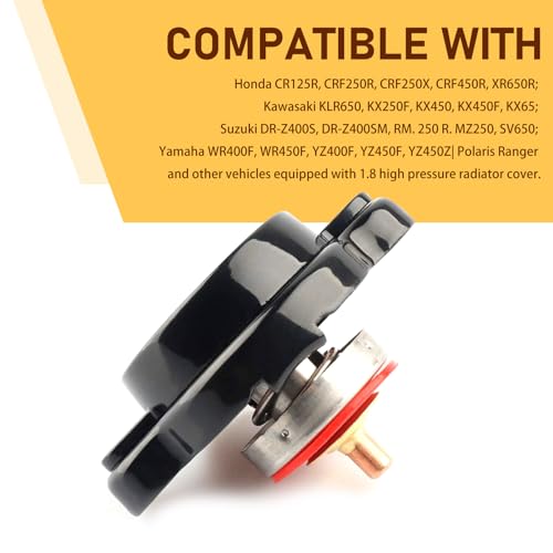 GKmow 1 PC Car Modified Pressure Radiator Cap with Temperature Gauge, Durable Waterproof Metal 1.8 Bar Vehicle Fuel Tank Cap for Real-Time Temp Monitoring, Suitable for Honda, Suzuki, Yamaha (Black) - Thumbnail 5