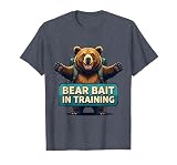Bear Bait In Training Funny Camping Design T-Shirt, Men, Heather Blue, Small