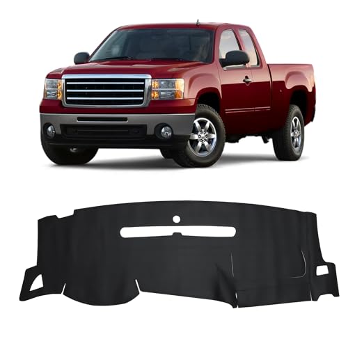 Partuto Leather Dash Cover for GMC Sierra for Chevrolet for Silverado 2007-2013 Dashboard Cover Mat Sunshade Non-Slip Dashboard Protector Anti-Glare& Beat the Heat