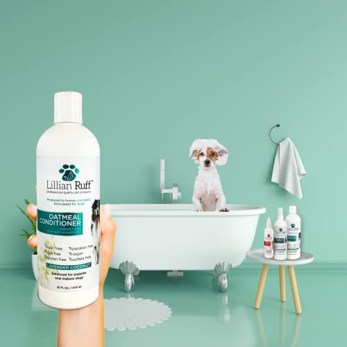 Lillian Ruff Calming Oatmeal Pet Conditioner For Dry Skin & Itch Relief With Aloe & Hydrating Essential Oils - Replenish Moisture & Deodorize - Soothing Conditioning For Normal/Sensitive Skin (16Oz) #TOP3