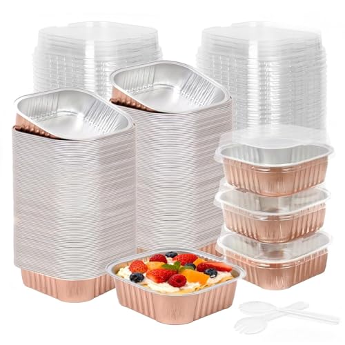 DeziWood 200 Pack 8 oz Champagne Square Mini Cake Pans