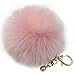 Amiley Fluffy Faux Rabbit Fur Ball Charm Pom Pom Car Keychain Handbag Key Ring (Pink)