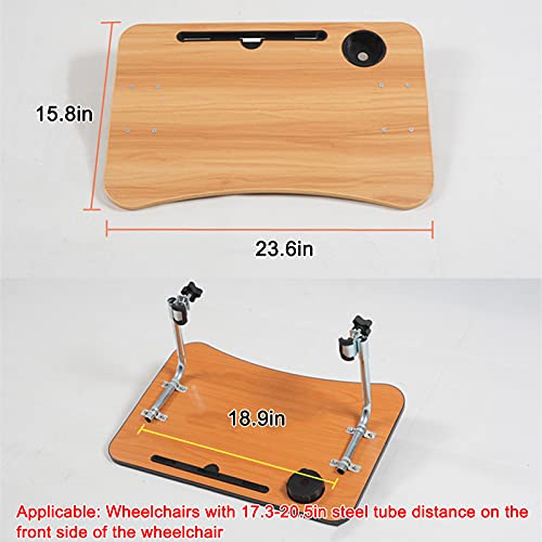 Wheelchair Tray Wooden With Mobile Phone Card Slot And Water Cup Card Slot Removable Wheelchair Lap Tray, Medical Portable Wheelchair Desk For Eating, Reading, Resting (Black) #TOP6
