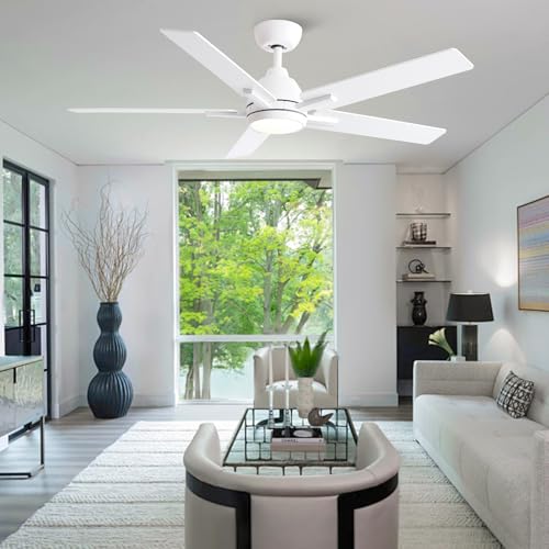 Sevenine 52 Inch Downrod White Ceiling Fan with Light & Remote, ETL Listed by Sevenine - Used condition - Image 2