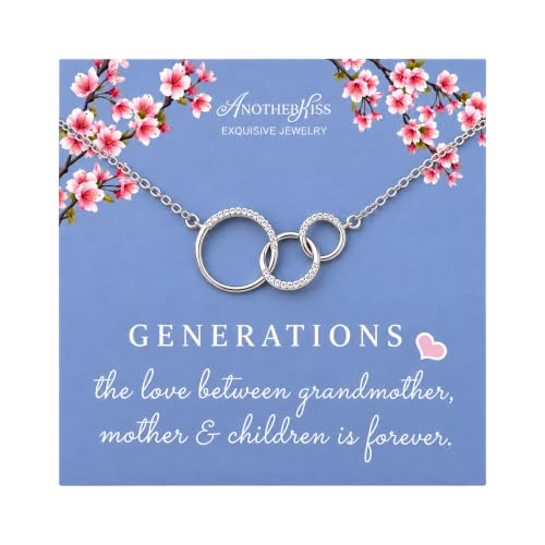 AnotherKiss Sterling Silver CZ 3-Circle Generations Necklace...