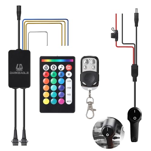 Image of Replacement Controller with Handlebar Switch Brake Turn Signal Smart Energy-Saving Functions APP /RF Remote Control, 4Pin Control Box with 5A Fuse for Motorcycle RGB LED Underglow Lights