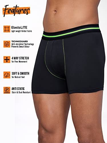 Image of TECHNOSPORT Men's Colorblock Trunks Underwear with ElastoLITE 4 Way Stretch Lightweight Breathable Moisture Wicking Soft Anti Odour Anti Microbial Comfort Fit Boxer Briefs Innerwear for Men