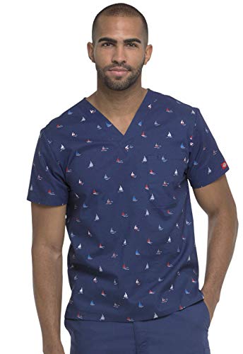 Dickies EDS Men's V-Neck Scrub Top, 5XL, Smooth Sailing