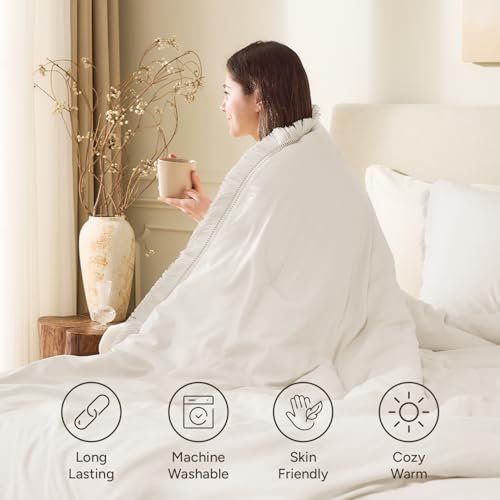 Image of Andency Twin Comforter Set Beige, 2 Pieces Boho Tassel Kids Comforter Sets for Boys Girls Teens, Soft All Season Bedding Comforter Set (66x90In Comforter & 1 Pillowcase)