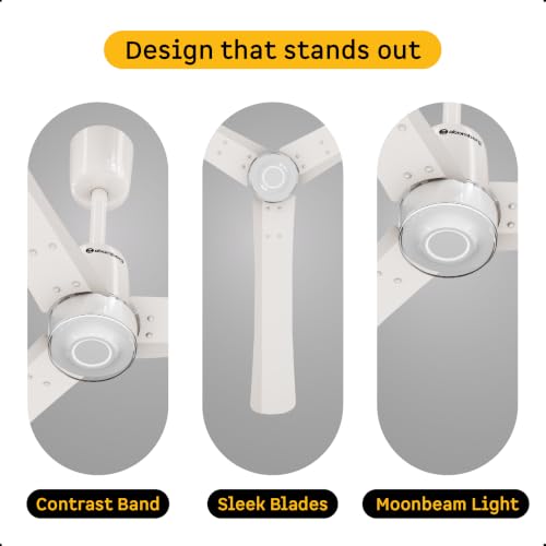 Image of atomberg Renesa Elite Smart 1200mm BLDC Ceiling Fan with Remote & Alexa Support | BEE 5 Star Energy Saving Fan | High Air Delivery | Moonbeam LED Light | Smart Fan | 5 Year Warranty | White