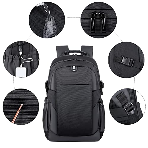 Laptop-Backpack-for-Men-Women-Anti-Theft-Travel-Laptop-Backpack-156-inch-Water-Resistant-Computer-Backpack-with-USB-Charging-Port-Black-Backpack-with-Laptop-Compartment-College-School-Computer-Bag