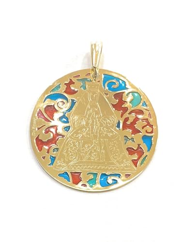 Médaille Vierge des Rois en argent sterling 925 mm et émail avec finition or
