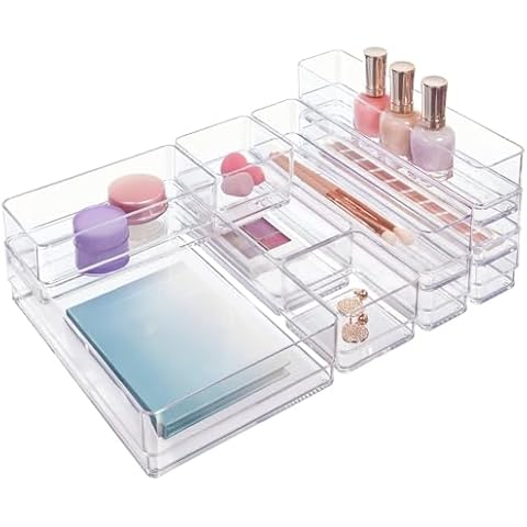 STORi SimpleSort 10-Piece Stackable Clear Drawer Organizer Set | Multi-size Trays | Makeup Vanity Storage Bins and Office Desk Drawer Dividers | Made in USA Cover
