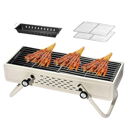 PPLDABNK Parrilla CarbóN PequeñA Plegable, Parrilla Barbacoa SúPer PortáTil, Acero Inoxidable Y Resistente A Altas Temperaturas, 2 O 3 Entusiastas del Aire Libre, Ideal para Acampar,White