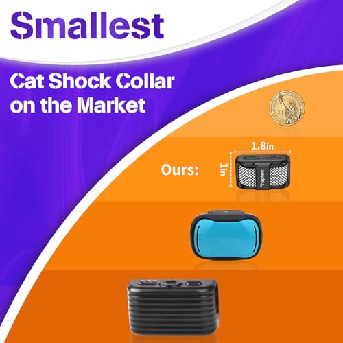 Smallest & Lightest Cat Training Collar, Cat Safe Shock Collar with Shock, Vibration, Sound 3 Modes to Stop Meowing, Rechargeable, Effective for Bad Behavior(Black)