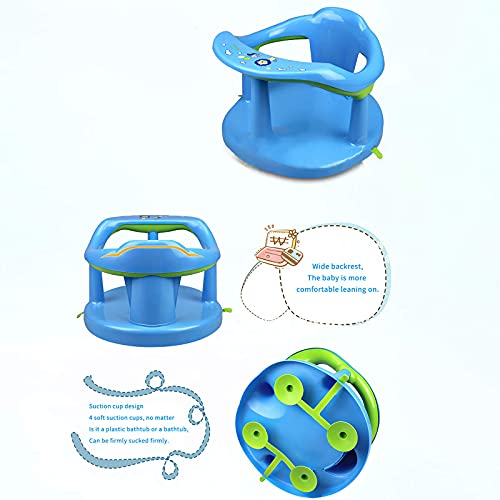 Baby Surround Bath Seat, Newborn Soft Sit-Up Bathtub Chair,Cute Baby Bathtub Seat Non-Slip Infants Bathing Backrest Support with Mat & Suction Cups for Stability for Baby(3-36 Months