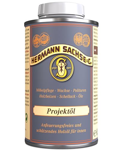 Hermann Sachse Projektöl 500 ml – Rohholzeffekt Holzöl für Eiche, Fichte & helle Hölzer – anfeuerungsfrei für matten Scandi-Look – atmungsaktiv – Reichweite ca. 12 m²