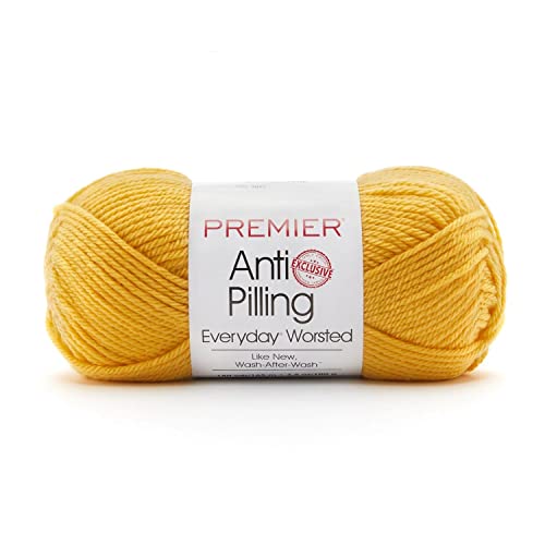 Premier Yarns Anti-Pilling Everyday Worsted Yarn, Soft Acrylic Yarn, Ideal Yarn for Crocheting and Knitting, Machine Washable, 180 yds, Sunshine