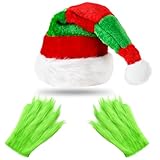 🎄 Costume de Noël : Bonnet de Noël associé à des gants en peluche pour vous transformer instantanément en un adorable personnage de Noël. Que ce soit pour Noël, Halloween, un bal masqué ou un carnaval, ce costume vous mettra sous les projecteurs.