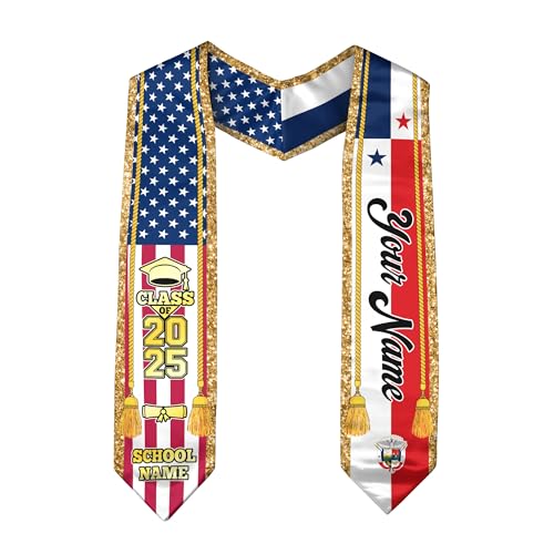 Panamanians Graduation Sash, Custom Panamanians American Flag Graduation Sash 2025, Panama Graduation Stole 1