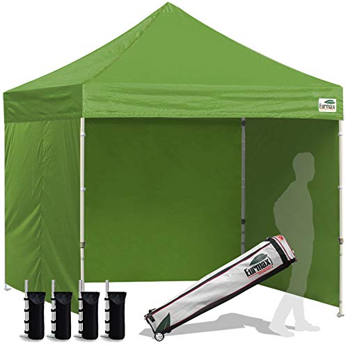 Image of Eurmax USA 8x8 Pop Up Canopy Tent,Commercial Tent with Patented No-Tip Rolling Bag,4 Zippered Removable Walls,UV & Water Resistant Canopy Top,Heavy Duty Outdoor Gazebo,Instant Shelter(Field Green)